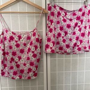 Suit Yourself two piece bathing suit, flowery pink and white, size 14.